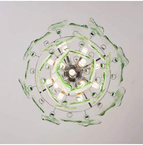 Lámpara Colgante Moderna de Vidrio, Forma de Tambor Redondo, Pantalla Verde Degradado, Bombilla LED E27 2700K Blanco Cálido para Sala de Estar - Product Image 4