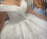 Nouvelle arrivée, robe de mariée à épaules dénudées, col en V, robe de mariée princesse à paillettes brillantes