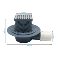 Grille de drainage en acier inoxydable avec couvercle, conception étanche, drain de sol carré en plastique avec sortie horizontale