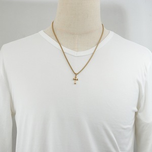 yunnique Heart <b>Cross</b> Necklace Gold Zinc Alloy Pendant 60cm <b>Chain</b> Gift Jewelry for Men Women Couples Students Hip Hop Style - Product Image 4