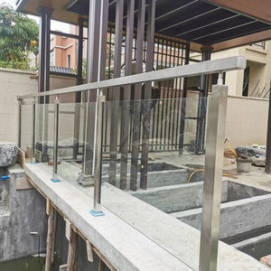 FSJRS Matériel <span class=keywords><strong>de</strong></span> main courante en métal moderne avec garde-corps en verre trempé Balustrade en acier inoxydable pour balcon villa et escaliers - Product Image 4