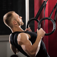 Anneau de gymnastique en bois réglable avec logo personnalisé pour l'entraînement musculaire à domicile, confortable et portable