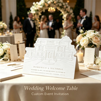 Carte d'invitation de mariage personnalisée découpée au laser, imprimée en typographie, avec gaufrage à sec, estampage à chaud, sur papier épais en coton, luxe pour mariage