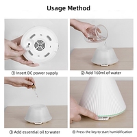 Diffuseur d'huiles essentielles volcanique pour la pièce, humidificateur, >200 ml, lumière à 7 couleurs, diffuseur d'arômes électrique volcanique, portable, hôtel