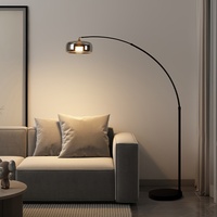 Lampe de sol LED minimaliste italienne avec matériaux en verre et en fer, design moderne pour salon, chambre à coucher, lampe d'appoint de luxe haut de gamme