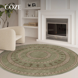 <span class=keywords><strong>Tappeto</strong></span> <span class=keywords><strong>Vintage</strong></span> Francese Verde e <span class=keywords><strong>Beige</strong></span> in Misto Lana Marocchina, Realizzato a Macchina, Ecologico, Antiscivolo, per Soggiorno, Camera da Letto e Comodino - Product Image 3