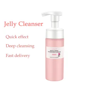 Oem Cosmetics Creamy Face Wash Gentle Foam Facial Cleanser Pink Rose Water Jelly Cleanser