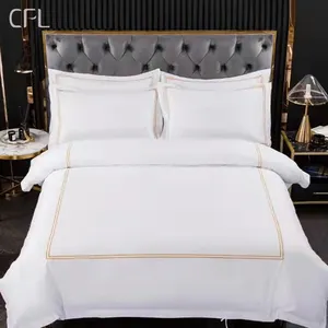 Wholesale Satin Stripe Hotel White China King Size Bedsheets 100% Cotton