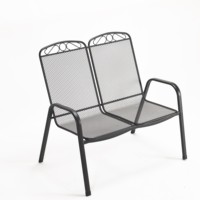 Chaise double siège double Siège de qualité commerciale en métal noir Revêtement en poudre pour intérieur et extérieur empilable