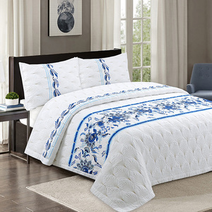 Juego de edredón de retazos estampado de 3 piezas de algodón prelavado de estilo hotelero diseño de edredón - Product Image 3