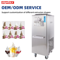 Machine à glaces molles commerciale silencieuse 18-25L/H, 3 saveurs, pour kiosque de centre commercial