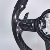 Volant de voiture en fibre de carbone noir style sport avec surpiqûres pour BMW F44, avec chauffage et vibration