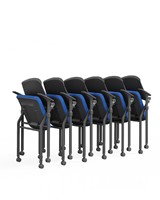 Chaise de bureau ergonomique moderne pliable et empilable en maille avec cadre en fer, assise en mousse moulée, dossier solide, pour usage commercial et domestique