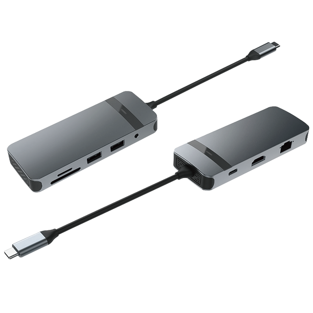 SUBOSEN 8 1 Metal USB-C Docking Station 2.0 for 2.0 4K 60Hz 100W PD Gigabit Ethernet SD/MicroSD Card Reader 3.5mm Audio Jack