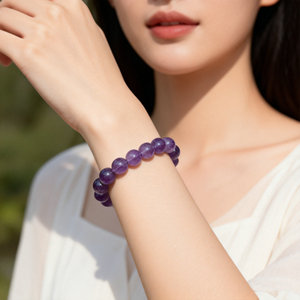 <span class=keywords><strong>Bracelet</strong></span> extensible en améthyste naturelle et apatite de 8 mm pour la guérison et la spiritualité - Pierre naturelle 100% authentique - Product Image 5