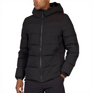 OEM Custom Logo Warm Simple Style Winter Quilted Down Coat Hooded Puffer <b>Jackets</b> <b>Zip</b> <b>up</b> Down <b>Jacket</b> for Men - Product Image 1