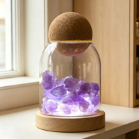 Diffuseur d'arômes en cristal multicolore, ornement en pierre, cloche en verre créative avec veilleuse LED, décoration d'intérieur pour huiles essentielles, artisanat