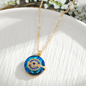 Evil Eye Alloy Necklace Blue Crystal Sweater Chain Women Clavicle Jewelry Gift Geometric <b>Star</b> <b>Design</b> Zinc Alloy Bezel Setting - Product Image 3