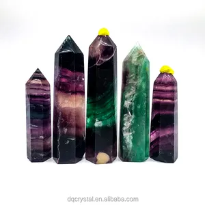 Bán Buôn Chất Lượng Cao Cầu Vồng fluorite Điểm Đánh Bóng Làm Tay Tháp Tiêu đề Pha Lê Wands Đối Với Trang Chủ Phong Thủy Trang Trí