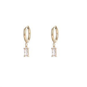 Fashion <b>Fine</b> 18k Gold Plated Zircon Charm <b>Earring</b> Stainless Steel Hoop <b>Earring</b> - Product Image 1
