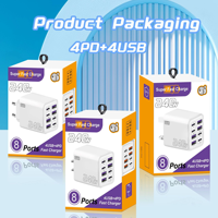 Chargeur multi-ports GaN à charge rapide USB PD 240W, 4 ports USB, 4 ports Type-C, adaptateur de charge rapide pour iPhone Samsung