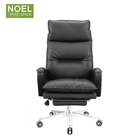 Meubles de bureau de luxe, chaises de direction confortables à dossier haut en cuir noir et brun, ensemble bureau et chaise de bureau
