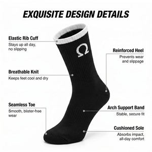 Chaussettes de sport confortables personnalisées à logo, en coton peigné, séchage rapide, antibactériennes, pour le basketball, conformes à la norme CPSIA - Product Image 2