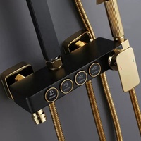 Système de douche thermostatique de luxe noir et or carré 2026, robinet de douche chaud et froid pour salle de bain, ensemble de douche très vendu