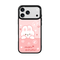 Coque de téléphone AG Feeling Black Edge avec dorure, design lisse et sécurisé à motif lapin pour iPhone 17, 17 Pro Max, 16 Pro, 15, coque magnétique