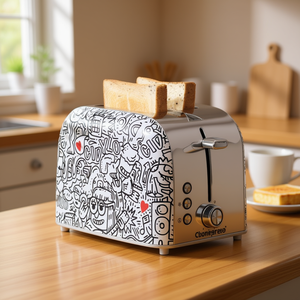 Tostadora Zebra Text de 2 Rebanadas, Acero Inoxidable SUS304, 6 Niveles de Tostado, Ranuras Anchas - Product Image 2