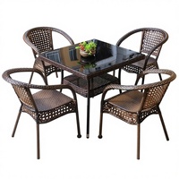 Ensemble de table et chaises de patio en rotin pour l'extérieur, design moderne 2026, 4 places, petite table basse pour balcon, café, meubles