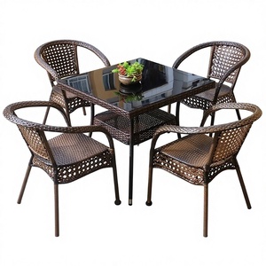 Ensemble de <span class=keywords><strong>table</strong></span> et chaises de patio en <span class=keywords><strong>rotin</strong></span> pour l'extérieur, design moderne 2026, 4 places, <span class=keywords><strong>petite</strong></span> <span class=keywords><strong>table</strong></span> basse pour balcon, café, meubles - Product Image 2