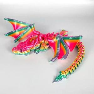 3D Printed Double-horned Flying Dragon with Wings, Multi-joint Flexible and Movable Laser Gradient Model Children's Toy - Product Image 3