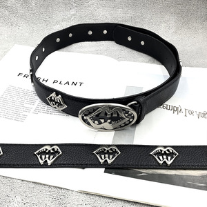 Nouvelle ceinture en cuir PU de qualité supérieure avec boucle en alliage vintage, style HipHop, lèvres punk, langue unique, pour homme, design cowboy, style Y2K, cloutée - Product Image 3