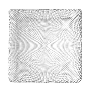 19.5cm/7 pouces Design classique carré Diamante texturé plat en verre pour les occasions de fête - Product Image 1