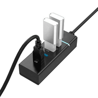 Hub USB 3.0 4 ports 5 Gbit/s avec station d'accueil et blindage en feuille et tresse PVC pour iPad, ordinateurs portables, téléphones mobiles et disques durs