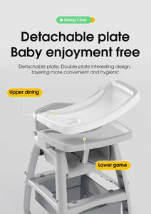 كرسي طعام متعدد الوظائف للأطفال كرسي بلاستيكي قابل للنقل عالي الجلوس قابل للإزالة مع عجلات - Product Image 3