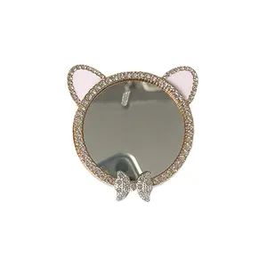 Mirror Cute Smartphone Stand Cellphone Accessories Rabbit Cat Luxury Diamond Makeup holder phone gripper