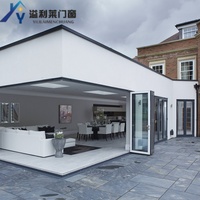 Cloison coulissante et pliante panoramique en aluminium et verre, sur mesure, moderne, pour entrée extérieure, salle de bain, patio, balcon