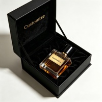Boîte à parfum noire mate personnalisée de luxe avec logo, estampage à chaud doré, boîte cadeau rigide en carton magnétique avec doublure en velours pour Oud