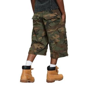 Wholesale Custom LOGO Plus Size HIP HOP Camouflage Cargo <b>Shorts</b> Vintage High Quality Men's <b>Shorts</b> Heavyweight Distressed <b>Shorts</b> - Product Image 3
