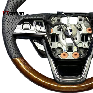 YTcarbon สำหรับ Continental 16+ อะไหล่รถยนต์ อุปกรณ์ตกแต่งภายในรถยนต์ ปรับแต่งสไตล์วินเทจ พวงมาลัยหนังแท้ลายไม้แบบกำหนดเอง - Product Image 6