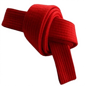 Ceinture de karaté unisexe en coton tricoté rouge 100 %, confortable et durable, équipement d'entraînement aux arts martiaux - Product Image 1
