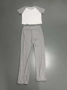 Viviblook Z512ST05 T-shirt d'été décontracté à manches courtes pour femmes Pantalon long décontracté 2 pièces Ensemble pour femmes - Product Image 4