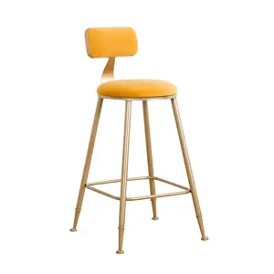 모조리 바 의자 높은 의자 북유럽 럭셔리-contemporary Nordic velvet cushion luxury creative gold painted dining chair colorful high iron foot coffee simple bar stool