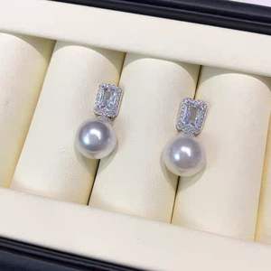 UM JEWELRY Pendientes Colgantes de Plata de Ley 925 Chapados en Oro con Perla Edison de Agua Dulce de 10 mm, Estilo Clásico para Bodas, Aniversarios y Fiestas - Product Image 3