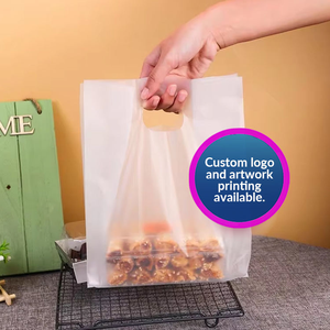 Bolsa de plástico esmerilado para panadería para llevar, portador de asa de tamaño personalizado con logotipo impreso transparente - Product Image 2