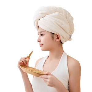 หมวกคลุมผมขนแกะปะการัง ซึมซับน้ำได้ดี แห้งเร็ว สำหรับผู้หญิง สีชมพูอ่อน ไม่ต้องใช้ไดร์เป่าผม - Product Image 4