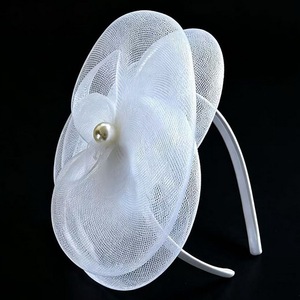 Élégant fascinateur floral en organza avec perles, accessoire de tête pour femme pour mariage et réception, avec bandeau et pince à <span class=keywords><strong>cheveux</strong></span>. - Product Image 2
