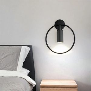 Lámpara de pared moderna con círculo redondo, aplique de noche dorado y negro, para interior, <span class=keywords><strong>GU10</strong></span>, 110V, 220V - Product Image 1